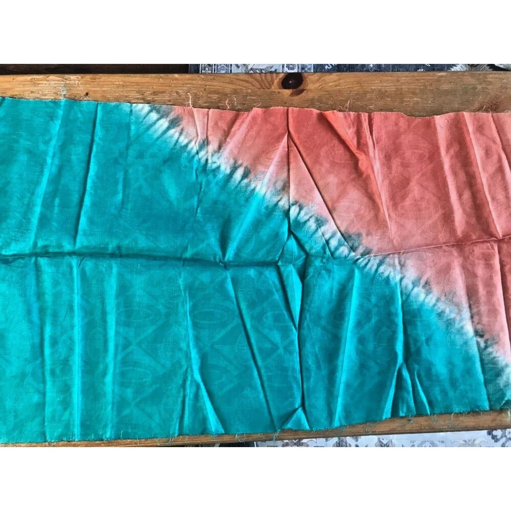 Traditional African Head Scarf Blue Orange Head Cover Covering Tie Dye 20 x 36